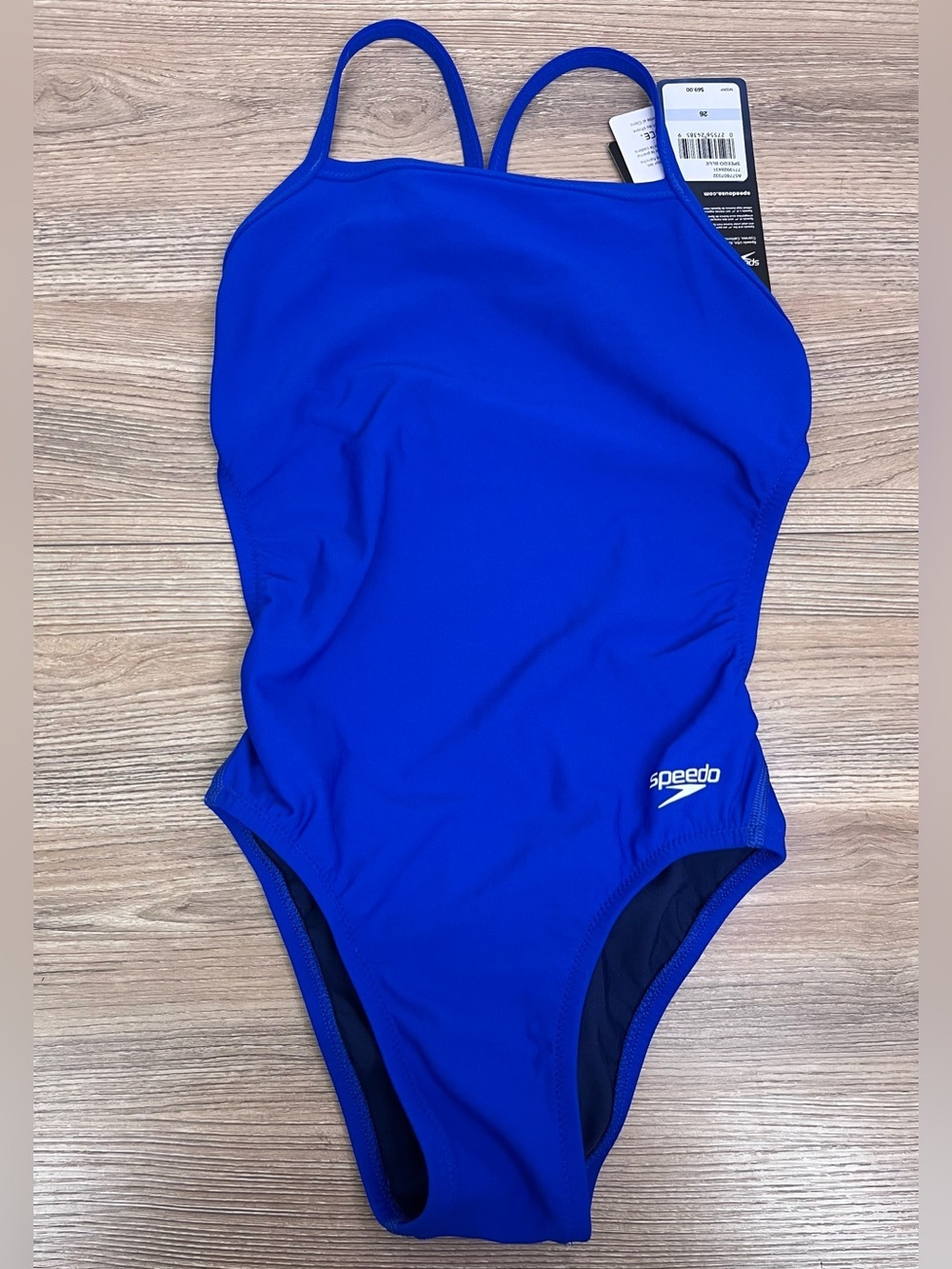 NWT SPEEDO Endurance + One Piece Swimsuit Womens 26 Blue Racing Suit